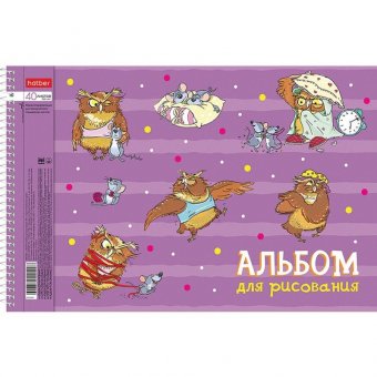 Альбом для рисования А4 40 л., спираль, обложка картон, HATBER, 205х290 мм, "Забавы" (4 вида в спайке), 40А4Вс