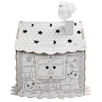 Картонный игровой развивающий Домик-раскраска "Сказочный", высота 130 см, BRAUBERG Kids, 880364