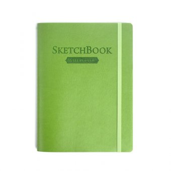 Скетчбук для акварели Малевичъ, 100% хлопок, салатовый, 200 г/м, 14,5х19,5 см, 18л