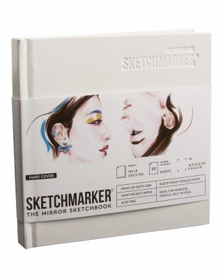 Скетчбук Sketchmarker the mirror 163х163мм, 220 г/м.кв 50л твердая обложка, белая