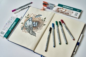 Блокнот для зарисовок Sketchmarker 140 г/кв.м 21х29.7см 80л твердая обложка, королевский синий