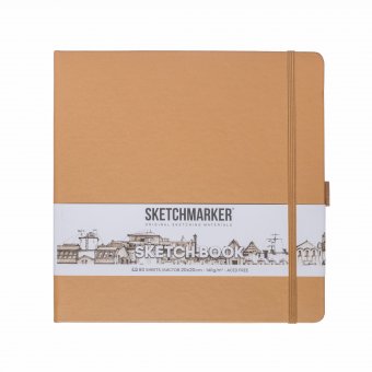Блокнот для зарисовок Sketchmarker 140 г/кв.м 20х20cм 80л твердая обложка, капучино