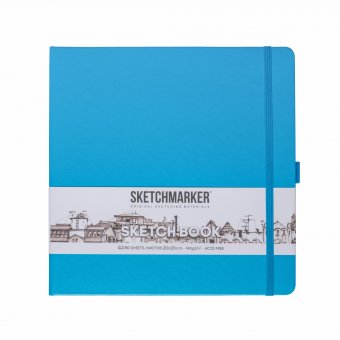 Блокнот для зарисовок Sketchmarker 140 г/кв.м 20х20cм 80л твердая обложка, синий карибский
