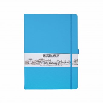 Блокнот для зарисовок Sketchmarker 140 г/кв.м 21х29.7см 80л твердая обложка, синий карибский