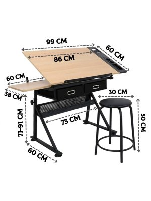 Стол для художественных и чертежных работ SoulArt деревянная столешница