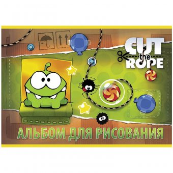 Альбом для рисования Хатбер 12л. А4 на скрепке "CUT THE ROPE"