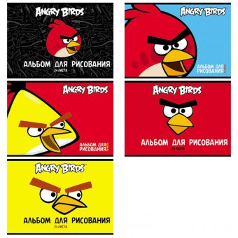 Альбом для рисования Хатбер 24л. А4 на скрепке "ANGRY BIRDS - Выпуск №2", выборочный лак