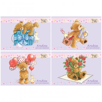 Альбом для рисования Би Джи 32л. А4 на скрепке "Popcorn the Bear", блестки