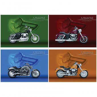 Альбом для рисования Би Джи 40л. А4 на склейке "Moto Legend", выборочный уф-лак