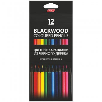 Карандаши цветные "BLACK DIAMOND" 12 цветов, черное дерево