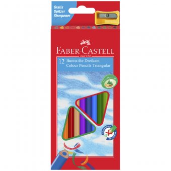 Карандаши цветные Faber-Castell трехгранные Faber-Castell "Eco Pensil" 12 цветов с точилкой, европодвес