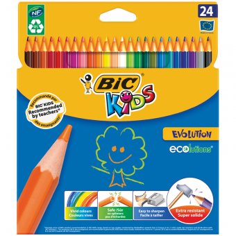 Карандаши цветные пластиковые Bic "Evolution" 24 цвета, упаковка европодвес