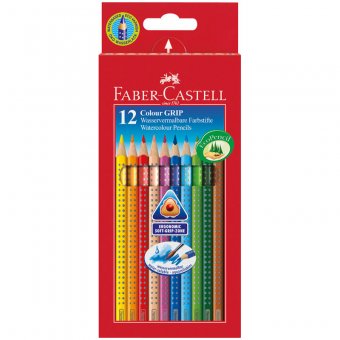 Карандаши акварельные трехгранные Faber-Castell "Grip" 12 цветов, европодвес