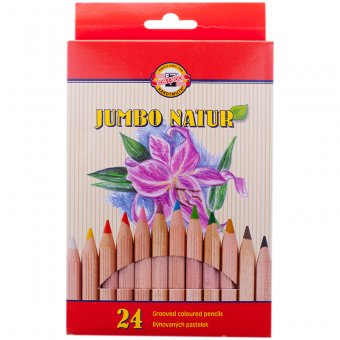 Карандаши цветные утолщенные Koh-I-Noor "Jumbo Natur" 24 цвета, европодвес