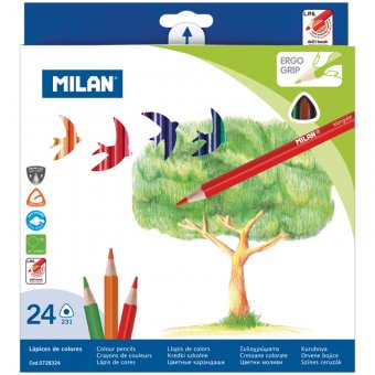 Карандаши цветные Milan "231" 24 цвета, трехгранные 0728324