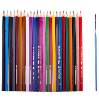 Карандаши акварельные Faber-Castell "Рыбки" 24 цвета + кисть, европодвес