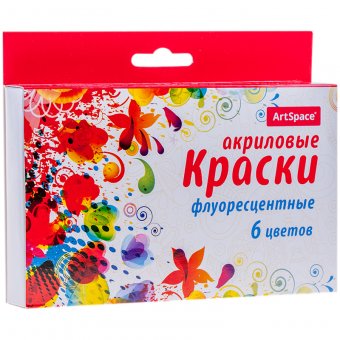 Краски акриловые ArtSpace 6 цветов, флуоресцентные, 27 мл, европодвес