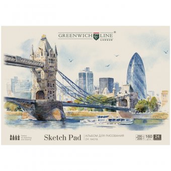 Альбом для рисования Greenwich Line 24 л. А4 на склейке "Город", 160 гр/м.кв.