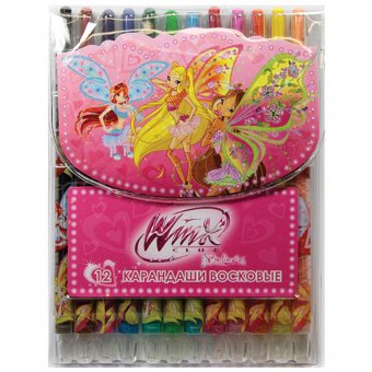 Карандаши восковые "Winx" 12 цветов выкручивающиеся