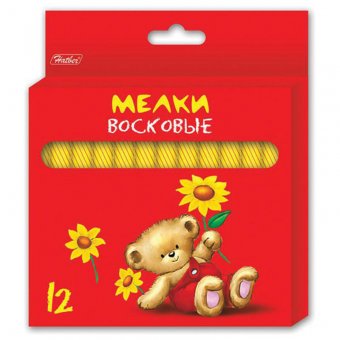 Мелки восковые Hatber "Мишка" 12 цветов