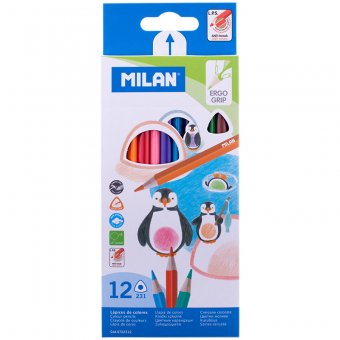 Карандаши цветные Milan "231" 12 цветов трехгранные 0722312