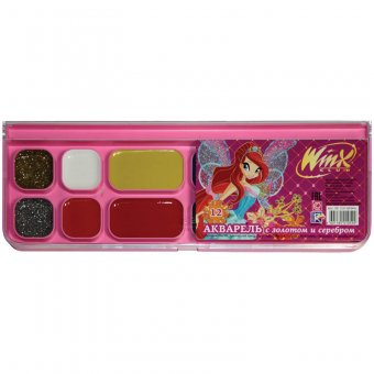 Акварель "Winx" 12 цветов, с золотом и серебром