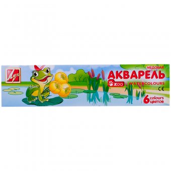 Акварель "ZOO" 06 цветов, с кистью, картон