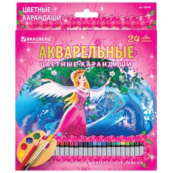 Набор акварельных карандашей Brauberg "Rose Angel", 24 цвета