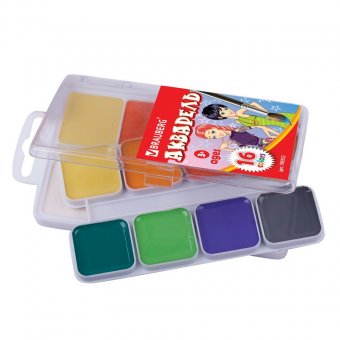 Краски акварельные BRAUBERG, 16 цветов, медовые, пластиковая коробка, без кисти