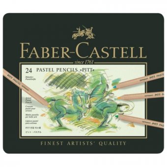 Карандаши пастельные Faber-Castell "Pitt", 24 цвета, металлическая коробка