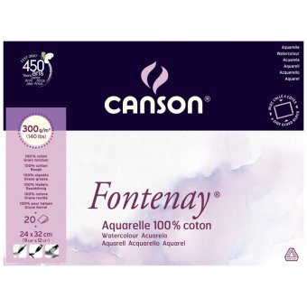 Альбом для акварели Canson Fontenay 300г/м.кв 24x32см 20л Торшон