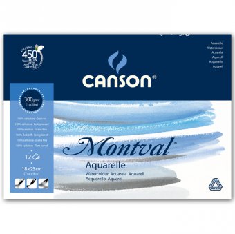 Альбом для акварели Canson Montval 300г/м.кв 18x25см 12л Фин