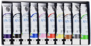 Набор акриловых красок Ferrario Apa Color 10 матовых цветов в тубах по 20 мл пластиковый кейс