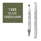 Маркер Touch Twin Brush 225 оливковый зеленый Y225
