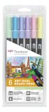 Набор маркеров Tombow ABT Dual Brush Pen pastel colors 6 шт.