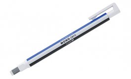 Ластик-ручка Tombow MONO Zero Eraser прямоугольный наконечник 2,5х5 мм, бело-сине-черный корпус + 2 ластика