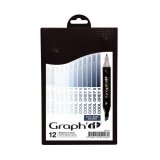Набор маркеров Graph'It Classic 12 шт. Cool Greys оттенки серый холодный