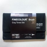 Набор маркеров Finecolour Brush 12 цвета в пенале Оттенки серого