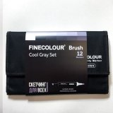 Набор маркеров Finecolour Brush 12 цветов в пенале Холодные серые