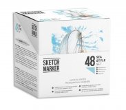 Набор маркеров на спиртовой основе Sketchmarker Sea style 48шт морской стиль, пластиковый бокс