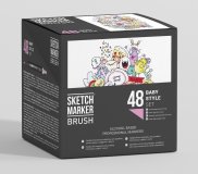 Набор маркеров на спиртовой основе Sketchmarker BRUSH Baby style 48шт нежные тона, пластиковый бокс