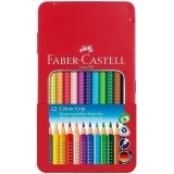 Карандаши цветные Faber-Castell "Grip", 12 цветов, трехгранные, метал. кор.