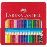 Карандаши цветные Faber-Castell "Grip", 24 цвета, трехгранные, метал. упак.