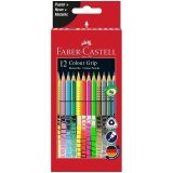 Карандаши цветные Faber-Castell "Grip", 12 цветов, неон/пастель/металлик, трехгранные, картон.