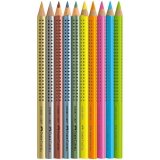 Карандаши цветные Faber-Castell "Jumbo Grip Neon+Metallic",10 цветов,трехгранные,утолщ.,европ.