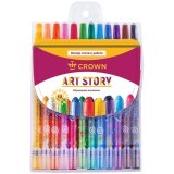 Карандаши восковые Crown "ArtStory", 12 цветов, выкручивающийся стержень, ПВХ, европодвес