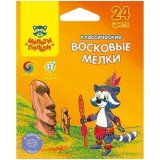 Мелки восковые Мульти-Пульти "Енот на острове Пасхи", 24 цвета, круглые