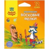 Мелки восковые Мульти-Пульти "Енот на острове Пасхи", 12 цветов, круглые