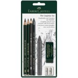 Набор карандашей ч/г Faber-Castell "Pitt Graphite", 5шт.+ластик+точилка, 2B/6B, блистер