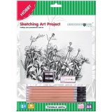 Набор для рисования скетча Greenwich Line "Полевые цветы", A4, карандаши, ластик, точилка, картон
